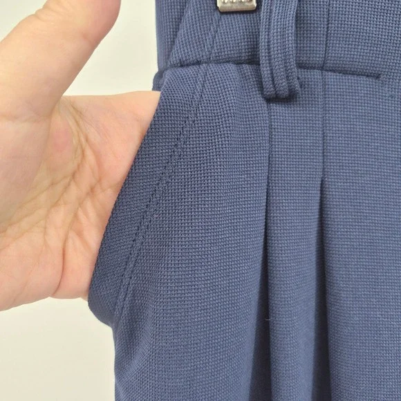 Halara Navy Blue Wide Leg‎ Pleated Athleisure Dress Pants Women's Size S Career - Picture 5 of 15